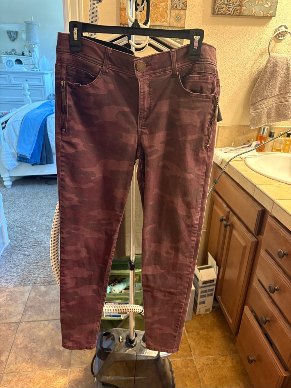 Democracy Burgundy Camo Skinny Jeans